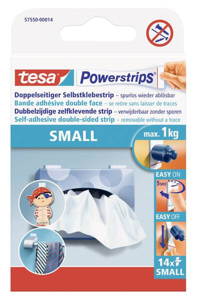 tesa POWERSTRIPS® Small Doppelseitiger Klebestreifen Weiß Inhalt: 14 St.
