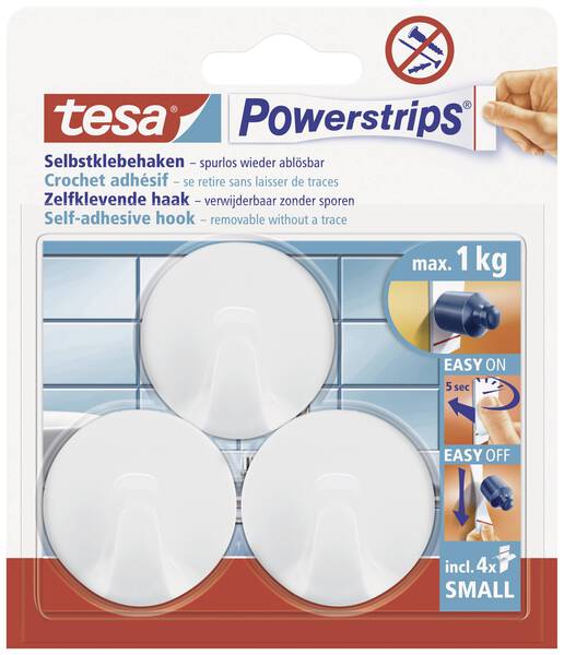 tesa POWERSTRIPS® Klebehaken Small Rund Weiß Inhalt: 3 St.