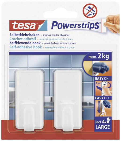 tesa POWERSTRIPS Klebehaken Large Classic Weiß Inhalt: 2 St.