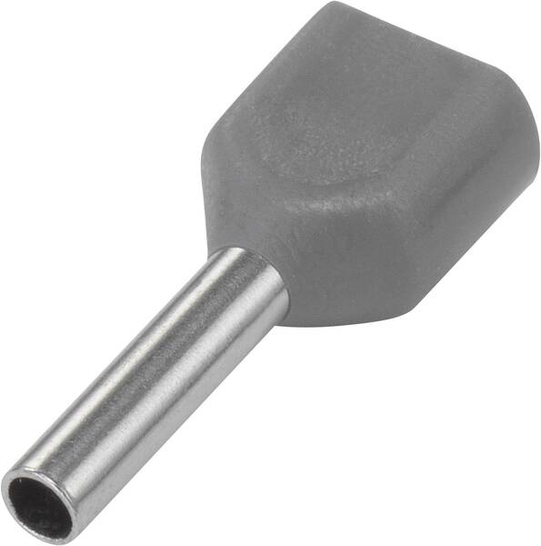TRU COMPONENTS 1572430 Zwillings-Aderendhülse 0.75 mm² Teilisoliert Grau 100 St.