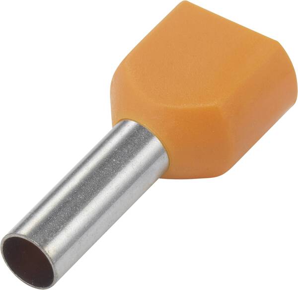 TRU COMPONENTS 1091317 Zwillings-Aderendhülse 0.5 mm² Teilisoliert Orange 100 St.