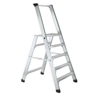 ZARGES - Podestleiter 5 Stufen, einseitig begehbar, Aluminium