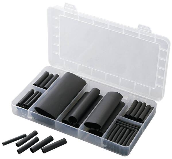 TRU COMPONENTS 1566305 Schrumpfschlauchsortiment Schwarz Schrumpfrate:3:1 52 Teile