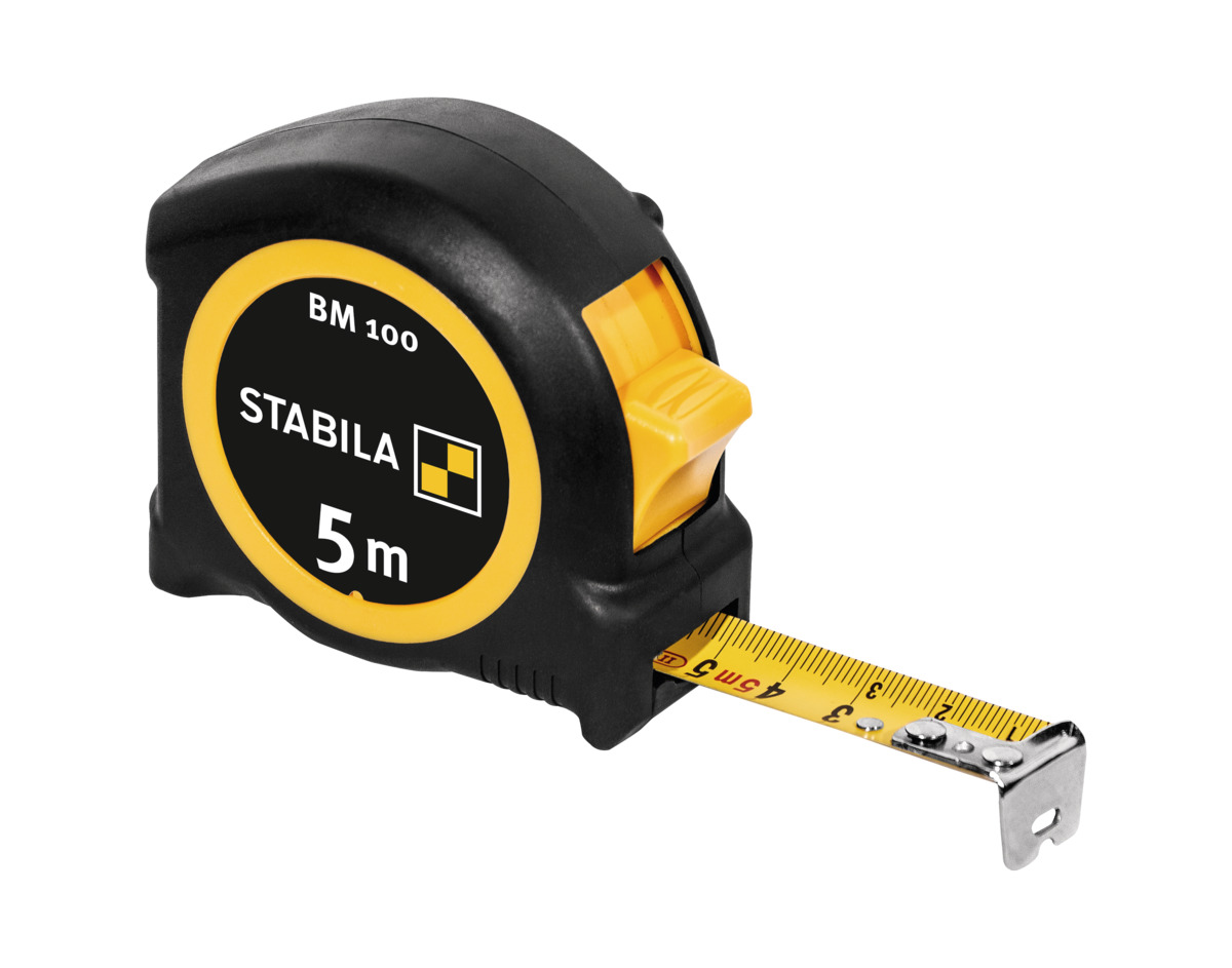 STABILA Taschenbandmaß BM 100, 5 m, metrische Skala