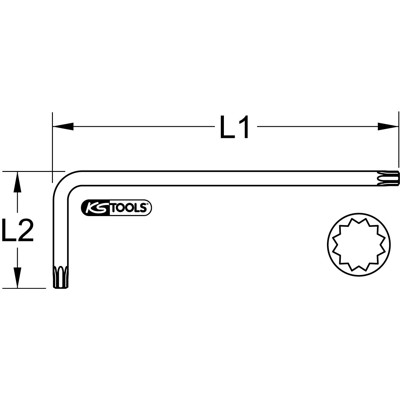 KSTOOLS® - Vielzahn (XZN®)-Winkelstiftschlüssel, XL, M12