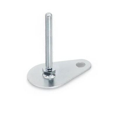 Ganter Norm® - 42-50-M10-80-A0-S Stellfüße Stahl verzinkt, mit Befestigungslasche,Tropfenform