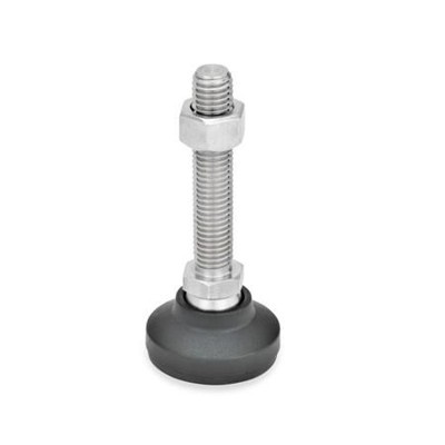Ganter Norm® - 343.8-50-M16-100-G Gelenkfüße, Fuß Kunststoff / Verstellspindel Edelstahl