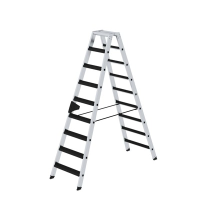 MUNK Günzburger Steigtechnik - Stufen-Stehleiter beidseitig begehbar mit clip-step relax 2x9 Stufen