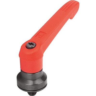 KIPP - KLEMMHEBEL MIT SPANNKRAFTVERSTÄRKER GR.3 M10X30, KUNSTSTOFF ROT RAL3020, KOMP:STAHL BRÜNIERT