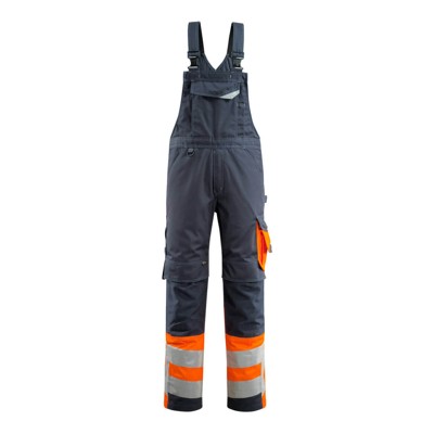 MASCOT® - Sunderland Latzhose mit Knietaschen - SAFE SUPREME - Schwarzblau/hi-vis Orange, Gr. 76C46
