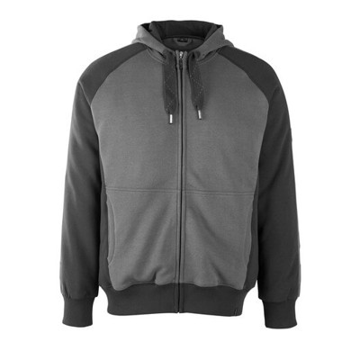 MASCOT® - Kapuzensweatshirt mit Reißverschluss UNIQUE, Dunkelanthrazit/Schwarz, Größe XL