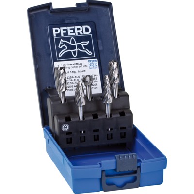 PFERD - Hartmetall Hochleistungsfrässtift Set ALU 5-tlg. Ø 12mm Schaft-Ø 6mm ALU/NE-Metalle ALU/NE