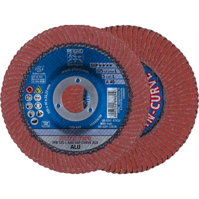 PFERD - POLIFAN CURVE Fächerscheibe PFR 125x22,23 mm Breite L A40 Speziallinie SGP ALU für Alu