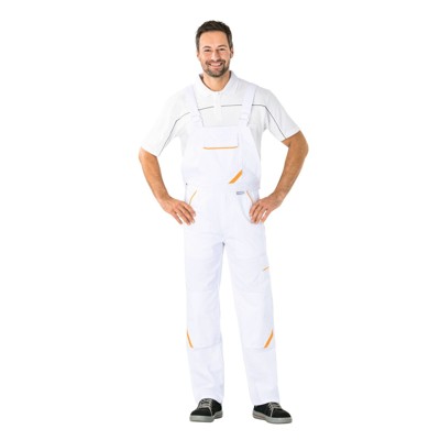 Planam - Latzhose 2337 weiß/weiß/gelb, Größe 46