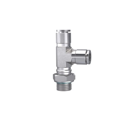 RIEGLER® - T-Steckverschraubung, L-Form, drehbar, G 3/8" A, Schlauch-Ø 10, Edelstahl