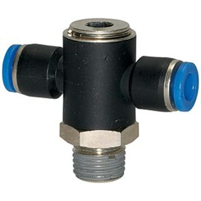 RIEGLER® - T-Steckverschraubung »Blaue Serie«, drehbar, R 3/8" außen, Ø 12mm