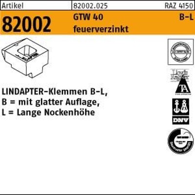 NOBRAND - Lindapter-Klemmen ART 82002 GT B LM 20 feuerverzinkt, lang *** S