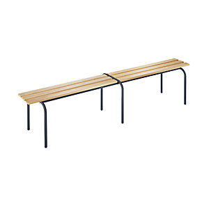 Garderobenbank, stapelbar, Massivholzleisten klarlackiert, Länge 2000 mm, Gestell basaltgrau.