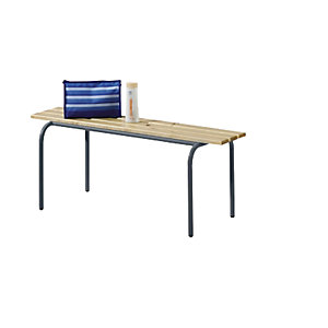 Garderobenbank, stapelbar, Massivholzleisten klarlackiert, Länge 1200 mm, Gestell basaltgrau.