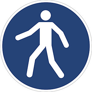 Gebotskennzeichen, Fußgängerweg benutzen, VE 10 Stk, Folie, Ø 100 mm.