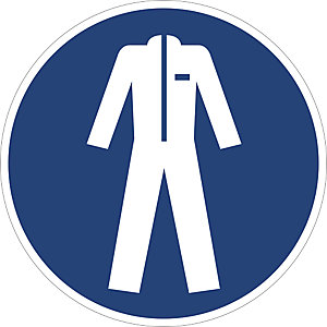 Gebotskennzeichen, Schutzkleidung benutzen, VE 10 Stk, Folie, Ø 100 mm.