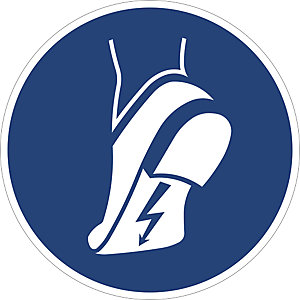 Gebotskennzeichen, Antistatisches Schuhwerk benutzen, VE 10 Stk, Folie, Ø 200 mm.