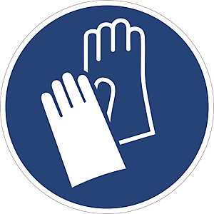 Gebotskennzeichen, Handschutz benutzen, VE 10 Stk, Kunststoff, Ø 200 mm.