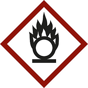 Gefahrstoffkennzeichen, Flamme über Kreis, VE 10 Stk, Folie, 105 x 105 mm.