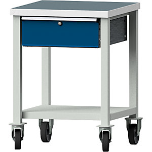 Kompaktwerkbank, BxT 605 x 650 mm, 1 Schublade, fahrbar, Universalplatte.