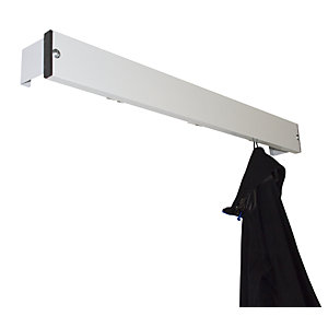 Garderobenleiste, Aluminium / Edelstahl, Länge 2000 mm, Distanzstück lichtgrau.