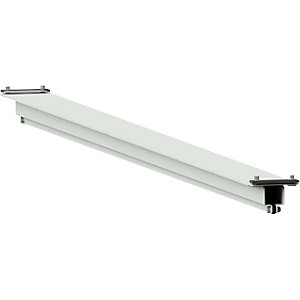 Geräteträgerschiene Systemaufbau, lichtgrau, für Tischbreite 2000 mm.