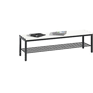 Garderobenbank BASIC, Kunststoffleisten, Länge 1500 mm, reinweiß, Schuhrost.