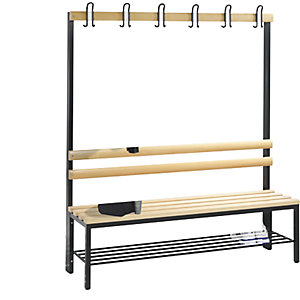 Garderobenbank BASIC, einseitig, Buchenholzleisten, Länge 1500 mm, Schuhrost.