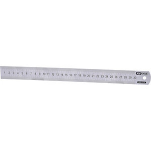 Halbflexibler Stahlmaßstab, rostfrei, Gesamtlänge 1500 mm.
