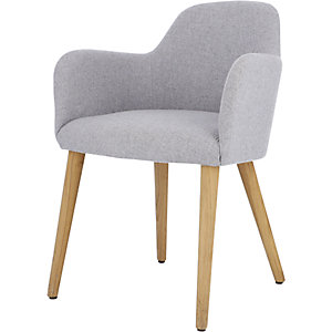 Loden-Sessel FLAMINIA, Beine Eiche massiv, grau.