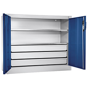 Großraumschrank, HxB 1000 x 1200 mm, zweifarbig, Tiefe 500 mm, Türe enzianblau.