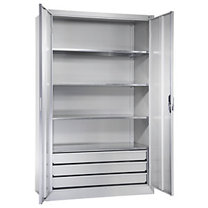 Großraumschrank extrahoch, HxB 1950 x 1200 mm, Tiefe 600 mm, Türe lichtgrau.