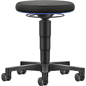 Hocker Allround, mit Rollen, Stoff, Farbring blau.