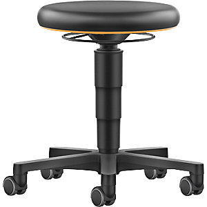 Hocker Allround, mit Rollen, Kunstleder, Farbring orange.