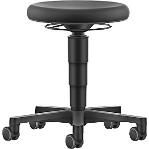 Hocker Allround, mit Rollen, PU-Schaum, Farbring grau.