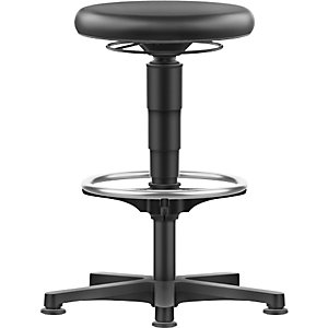 Hocker Allround, mit Gleitern, Fußring, Kunstleder, Farbring grau.
