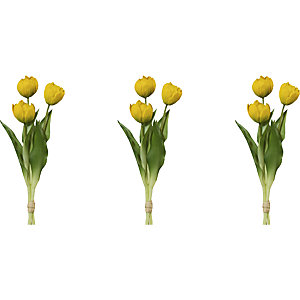 Gefüllte Tulpen, real touch, 3er-Bund, Höhe 370 mm, VE 3 Stk, gelb.