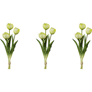 Gefüllte Tulpen, real touch, 3er-Bund, Höhe 370 mm, VE 3 Stk, weiß.