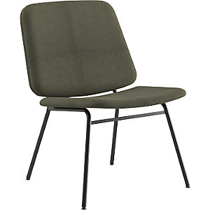 Lounge Stuhl Greta, Sitzhöhe 400 mm, Gestell schwarz, Bezug dunkelgrün.