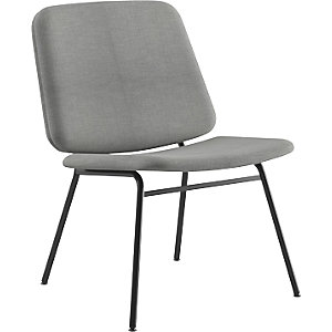 Lounge Stuhl Greta, Sitzhöhe 400 mm, Gestell schwarz, Bezug lichtgrau.