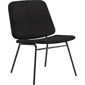 Lounge Stuhl Greta, Sitzhöhe 400 mm, Gestell schwarz, Bezug schwarz.
