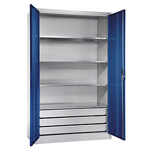 Großraumschrank extrahoch, HxB 1950 x 1200 mm, Tiefe 500 mm, Türe enzianblau.