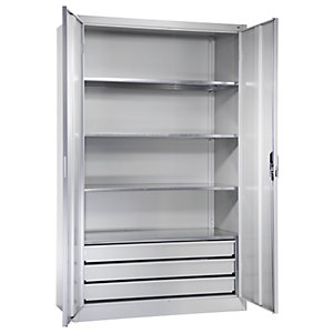 Großraumschrank extrahoch, HxB 1950 x 1200 mm, Tiefe 500 mm, Türe lichtgrau.
